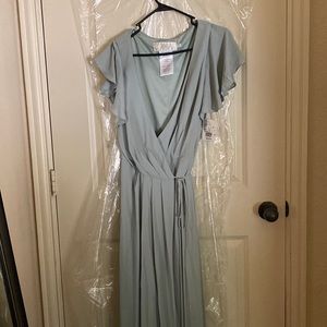 David’s Bridal Sage Green Wrap Dress
